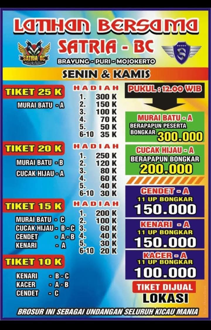 JADWAL LATBER SATRIA BC