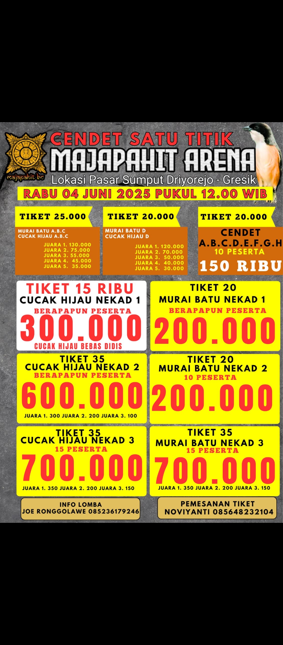 JADWAL LATPRES GANTANGAN MAJAPAHIT ARENA