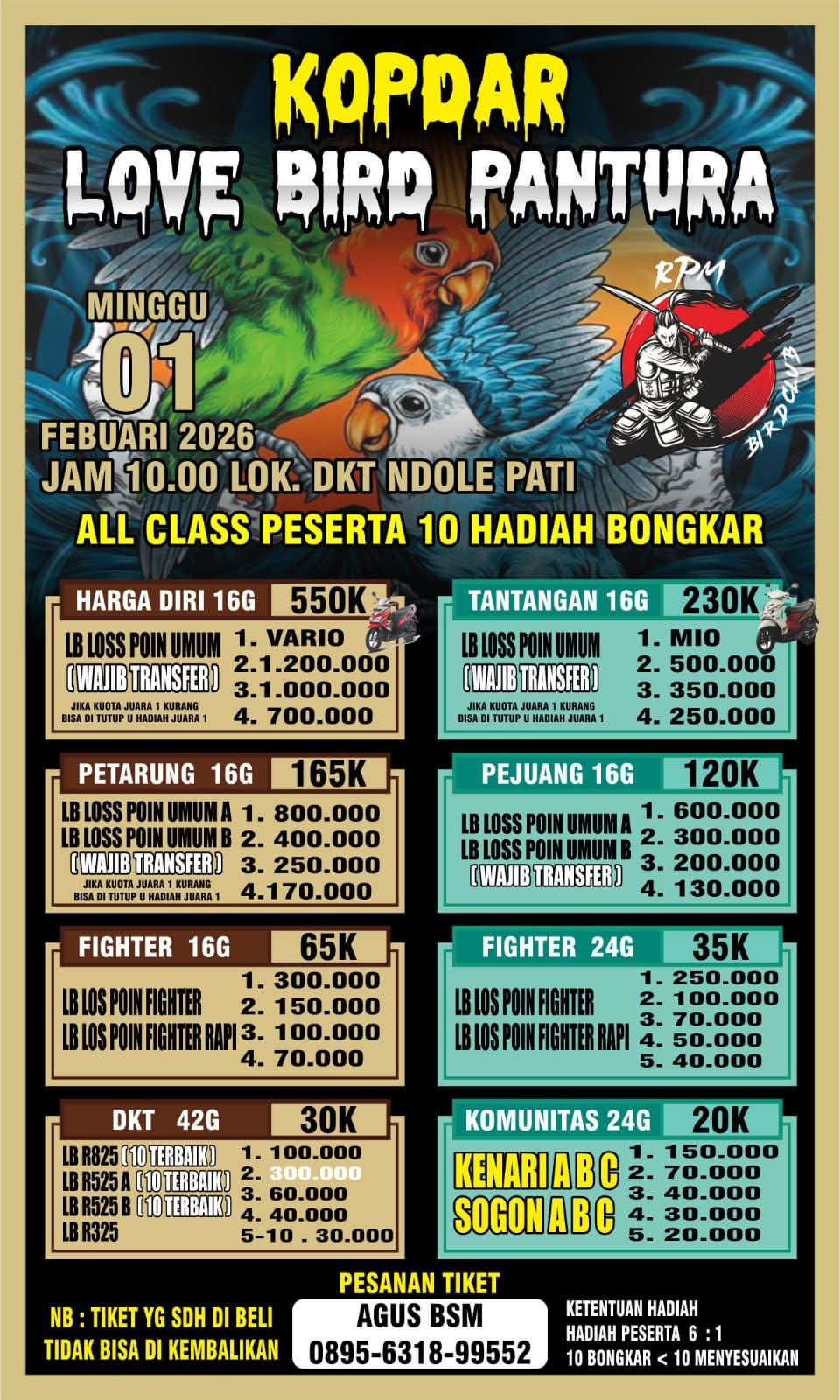 KOPDAR LOVE BIRD PANTURA (LATPRES)