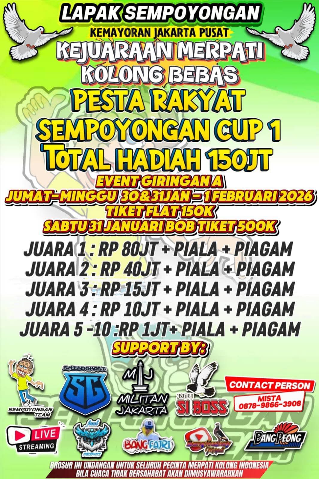 LAPAK SEMPOYONGAN KEMAYORAN JAKARTA PUSAT (MERPATI KOLONG)