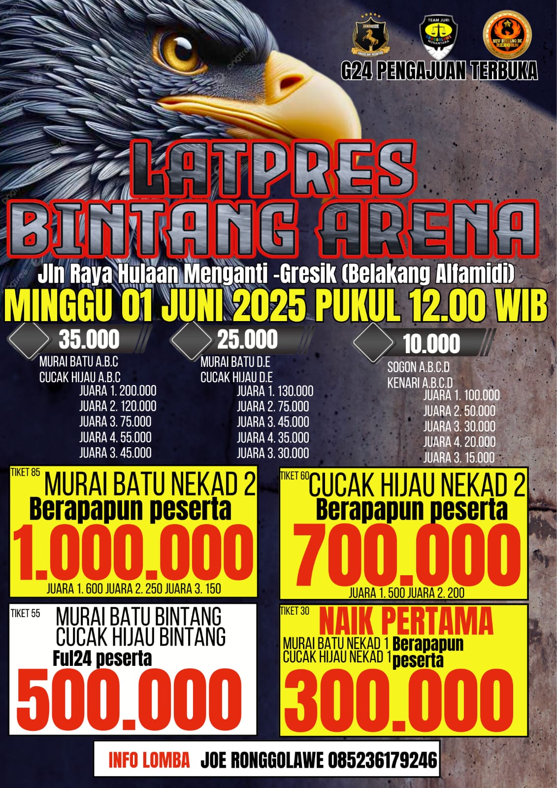 JADWAL LATBER BINTANG ARENA 01 /JUNI/2025